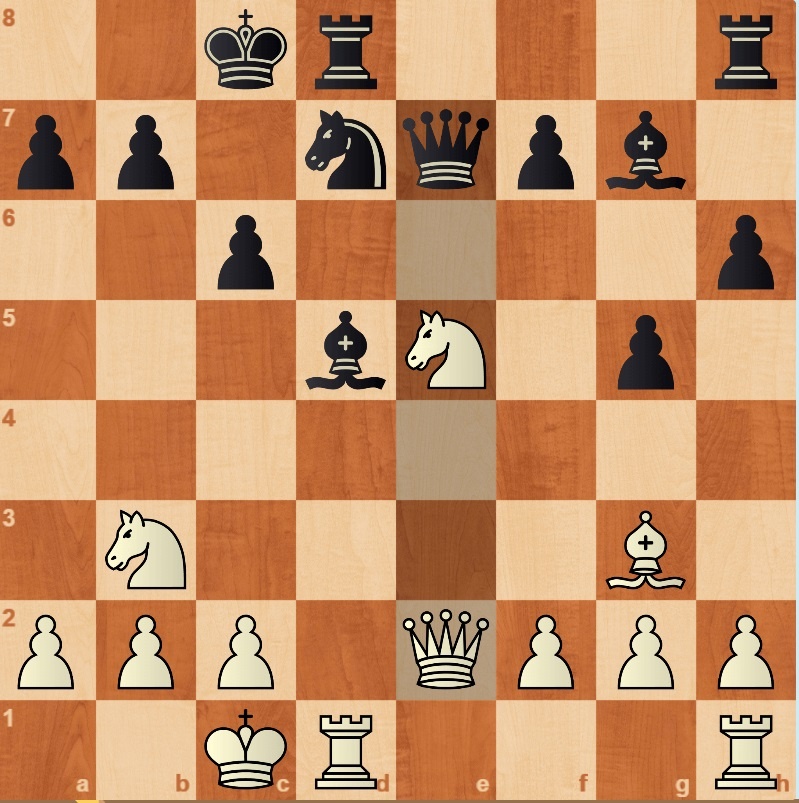 Белый слон, расположенный на поле g3, отнял у черного короля все поля, а черный ферзь остается без защиты. Белые могут провести мощную комбинацию. Какую?