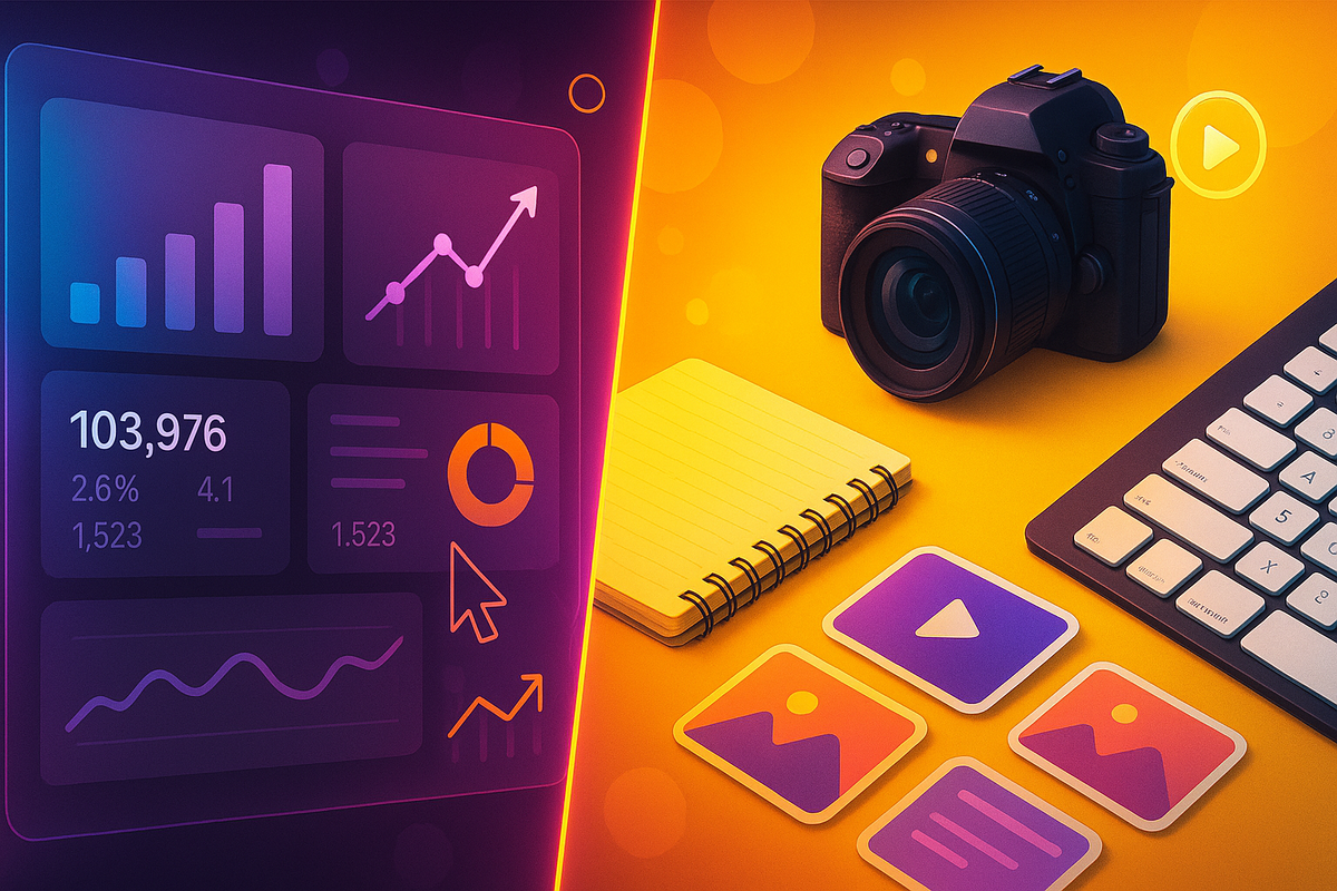 Два мира маркетинга: аналитика и графики против камеры и карточек контента