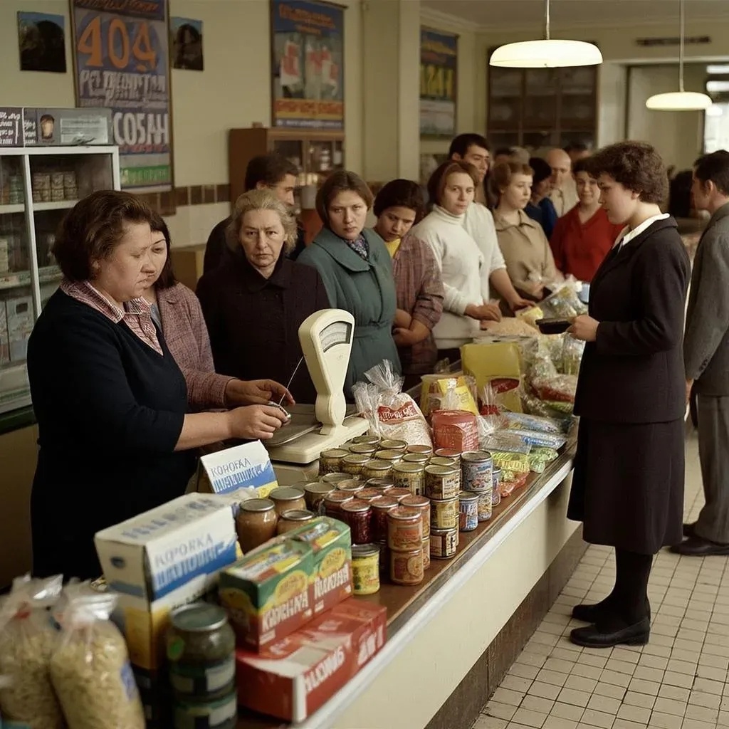 Создано ИИ по моему запросу. Не знаю почему ей написал 404) Я делал запрос просто Советский магазин 