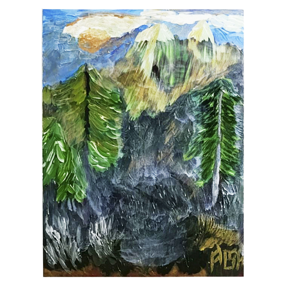 «Золотой Пульс Гор: Сияние Вершин в Тишине» — Акриловая Живопись Романа Милютина (Моран) 2025 | Импрессионизм | Казань