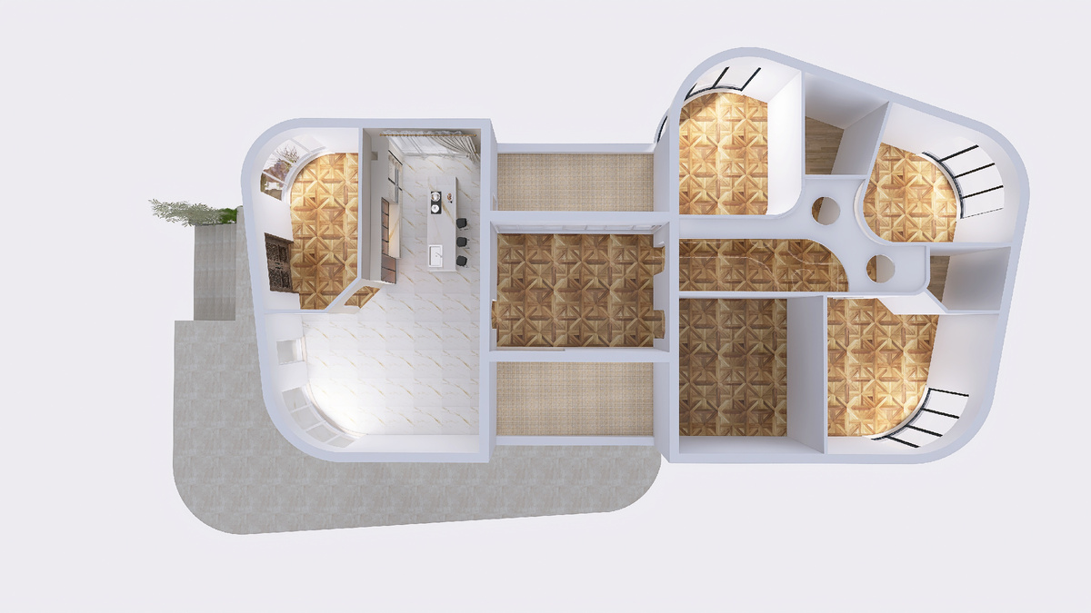 Проект дом. Общий вид планировки 1 этаж. Планировочное решение.