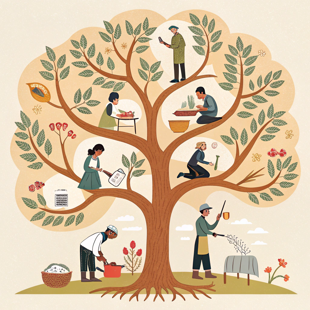 Род как биологическая преемственность. Изображение сгенерировано ИИ