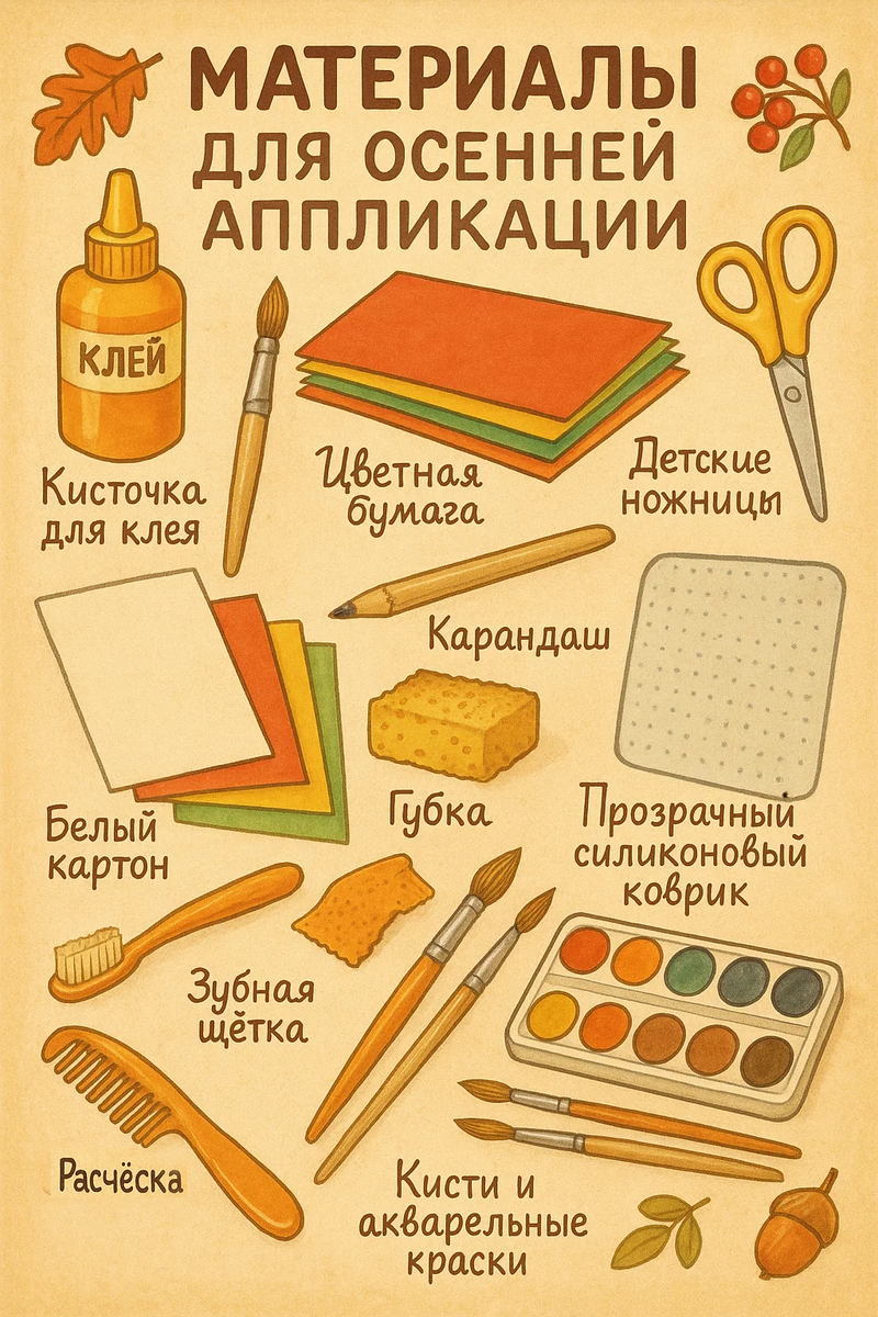 Изображение из серии “Осенние аппликации” подготовлено автором канала “Арт-мастерская ИИ” при помощи нейросети.