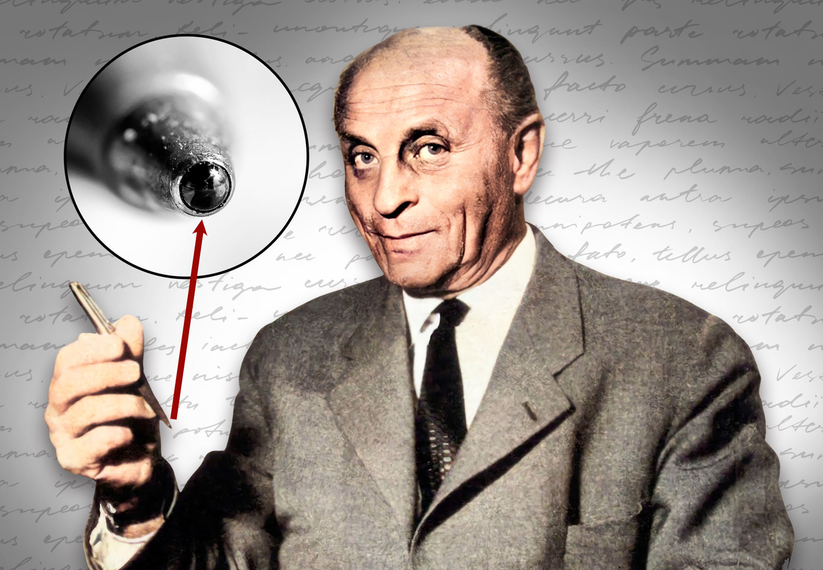 Ласло Биро, журналист по профессии, заметил, что чернила, используемые в печати газет, сохнут быстро и не смазываются. Это и натолкнуло его на ключевую идею.