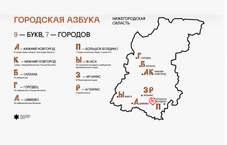 Скриншот карты из интернета с пометкой автора