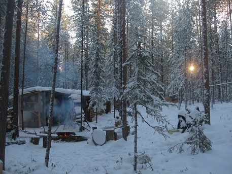 Фотографии Татьяны Немшановой. Ноябрь снежный. Тайга Крайнего Севера Западной Сибири ХМАО Югра, Зауралье, Приполярный Урал, Таёжное безмолвие. Таёжное зимовье в тайге.
