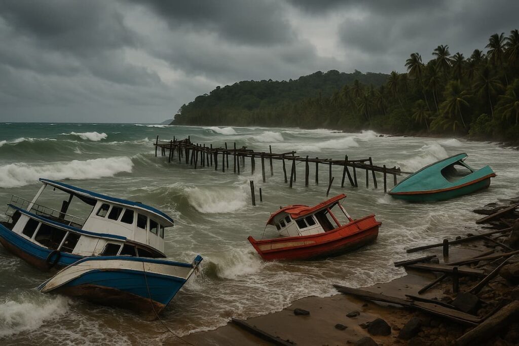    Сильный шторм затопил 4 судна на Ко Куд: ущерб больше 1 млн бат