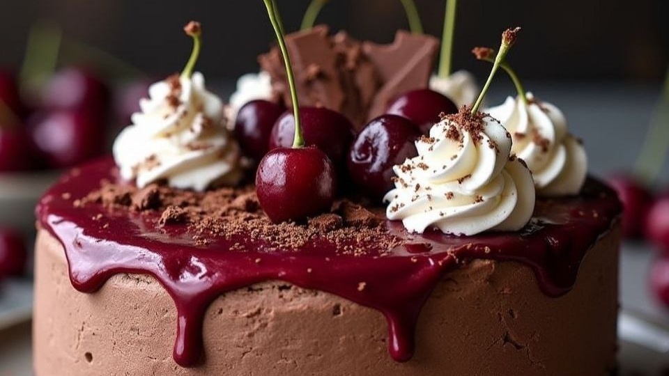 Шоколадно-вишнёвый чизкейк