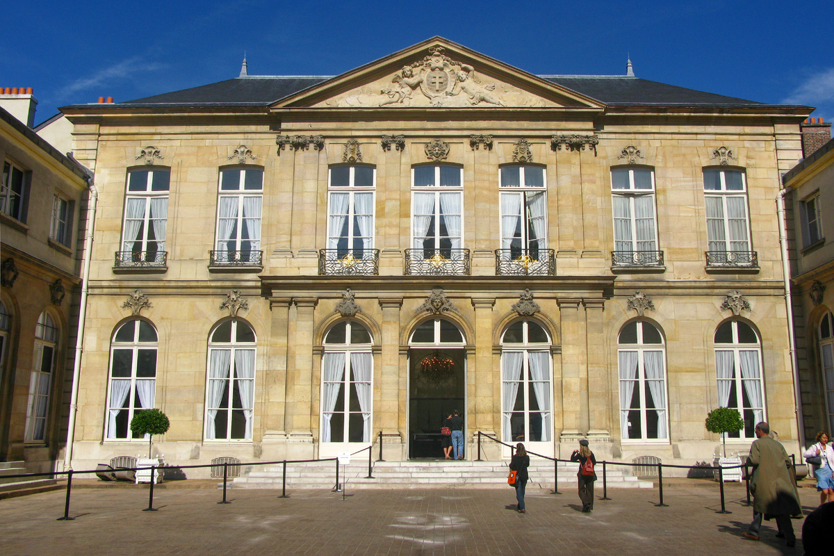 Facade of Hôtel de Brienne, seat of French Department of Defense, in Paris.