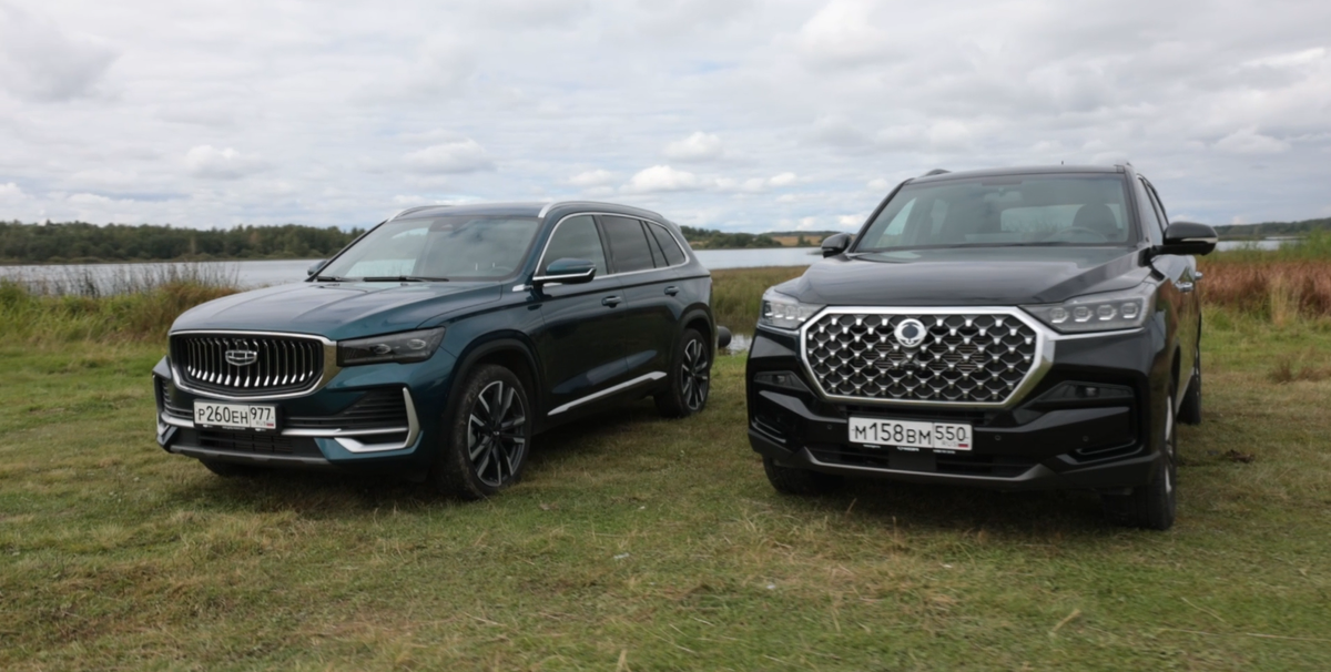В большом парном тесте сражаются Geely Monjaro и KGM Rexton.