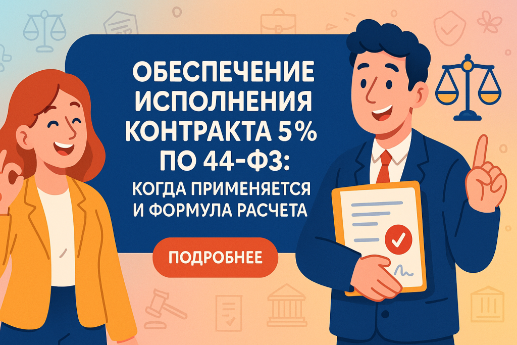    Обеспечение исполнения контракта 5% по 44-ФЗ: когда применяется и формула расчета
