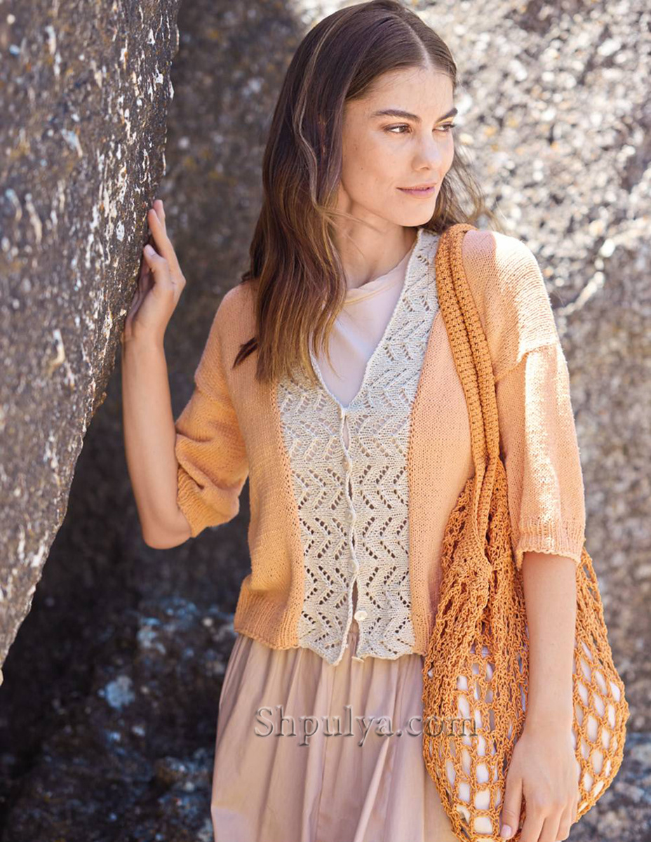 Двухцветный кардиган и сумка-шопер