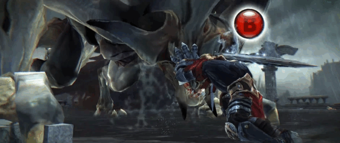 Gif картинка "Результат несвоевременного нажатия кнопки QTE приёма"