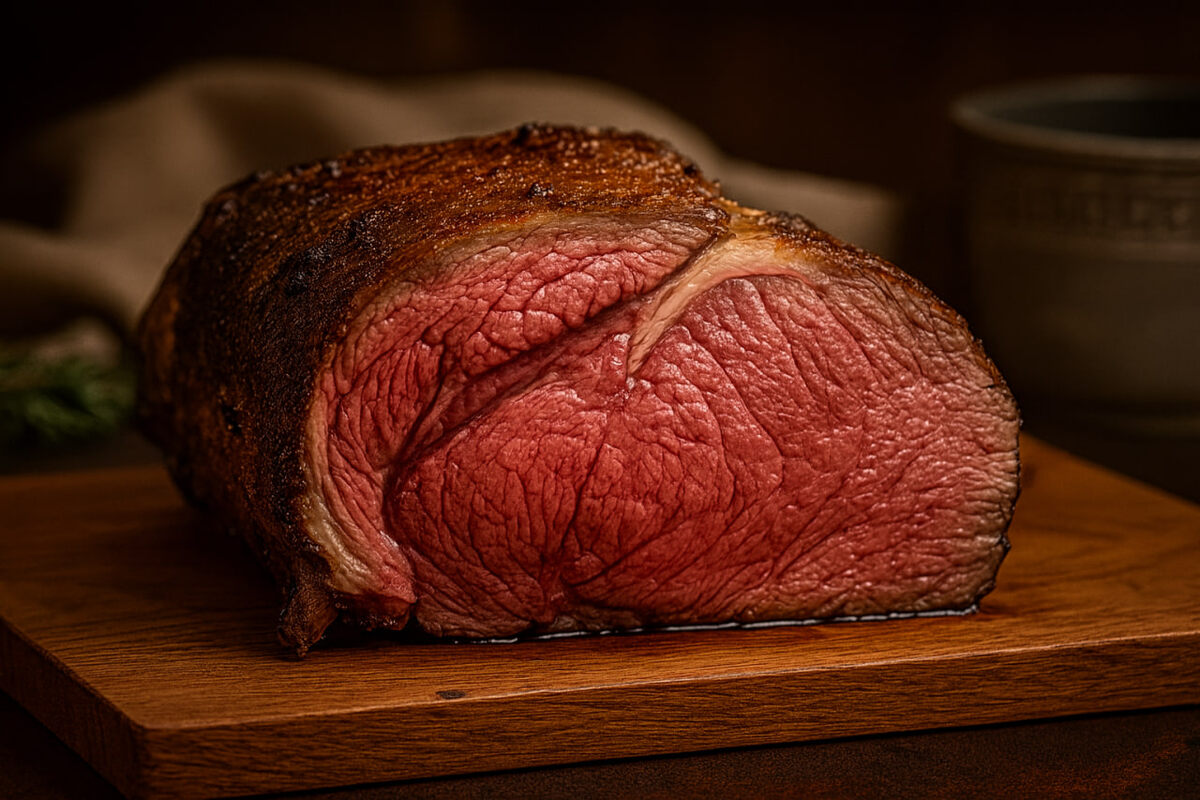 Именно таким должен быть ростбиф - равномерно пропечённый, сочный, без серого пересушенного кольца по краям.