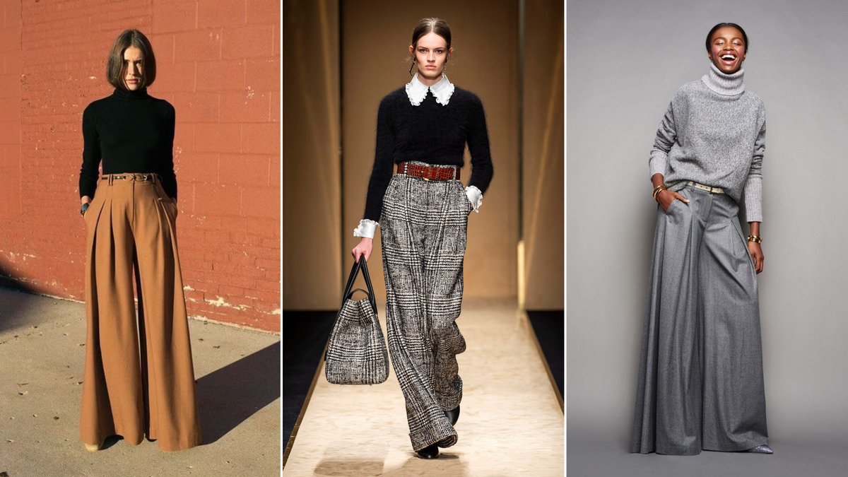 Подборка идей сочетаний свитера и брюк палаццо →