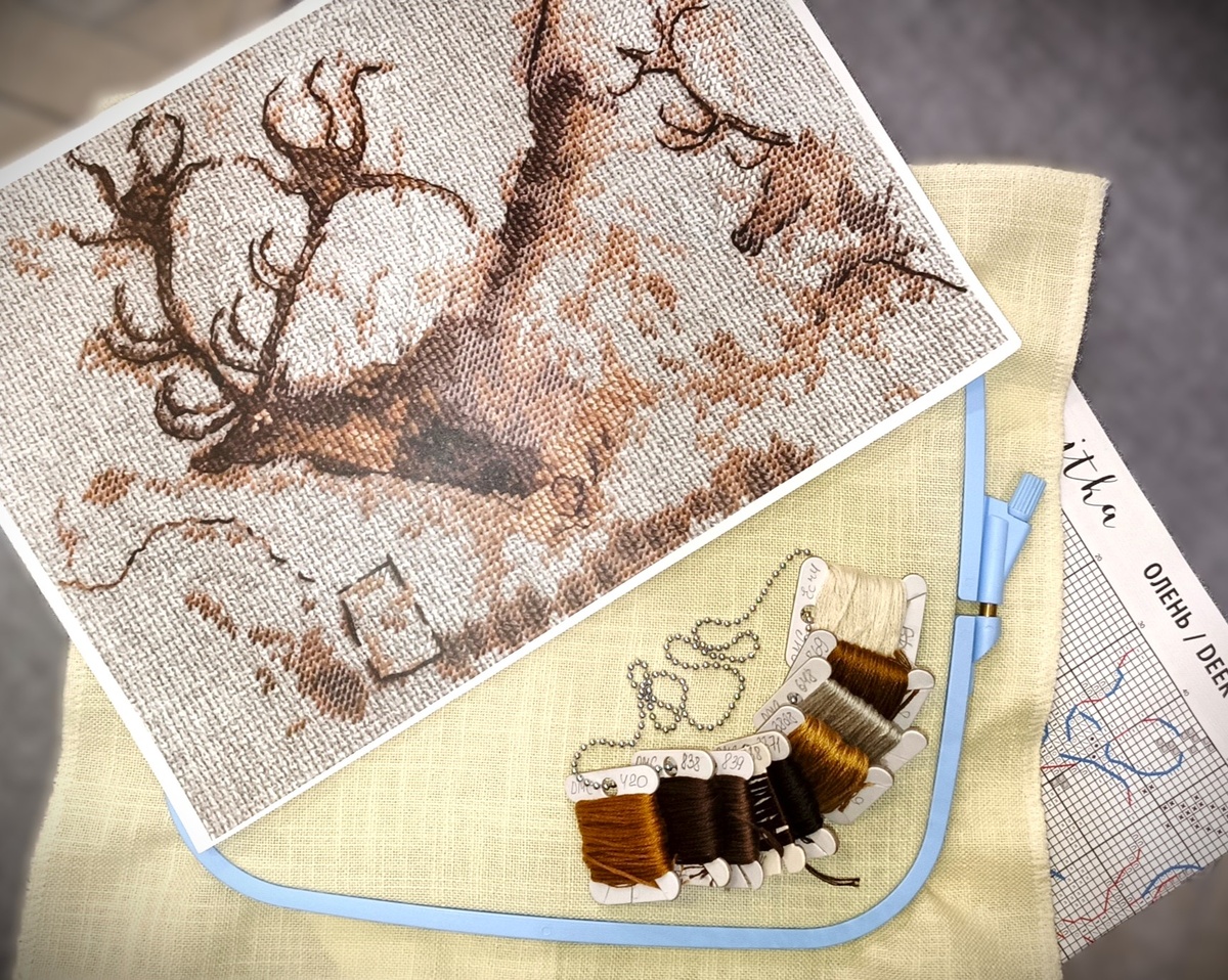 Превью схемы "Олень" и набор материалов к ней . Производитель Nitka. Здесь и далее фото сделаны автором блога