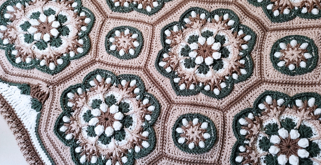 Вязаный плед крючком «Чай» (Crochet Blanket Tea)