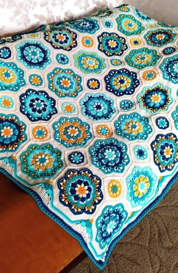    Готовый плед крючком «Чай» от Елены   
Источник: Совместник по пледу Чай в Телеграм