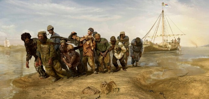 "Бурлаки на Волге". Илья Репин, 1870-1873 гг.