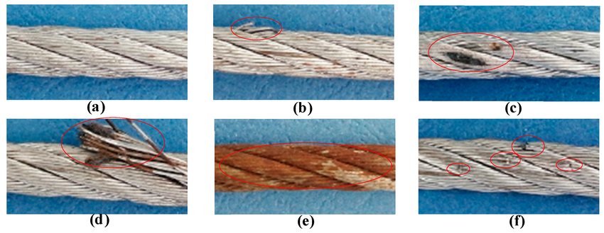 Например, тут макроповреждения, и логично, что чем длинее веревка, тем их больше
