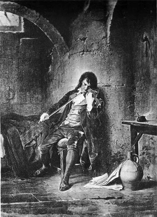 Паганини в узилище, готовиться к сделке всей жизни. Обратите внимание на размер кувшина.