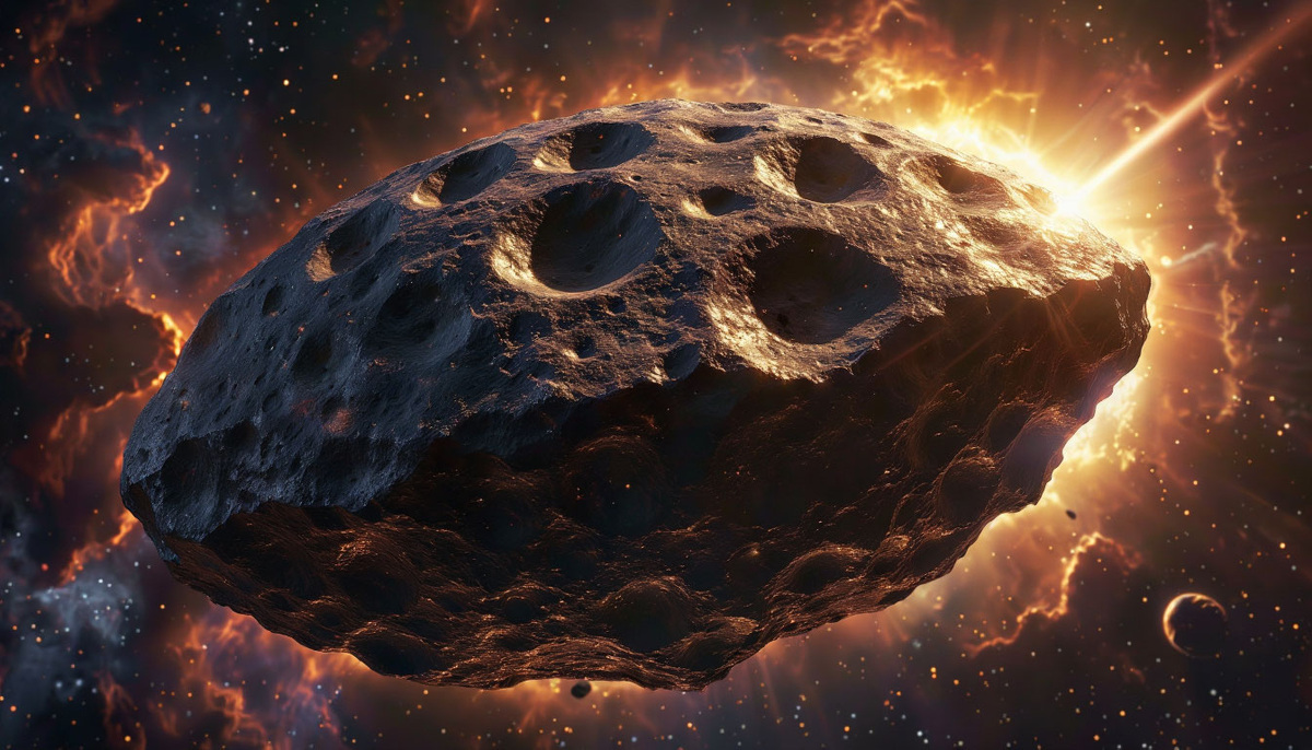 Астероид в космосе