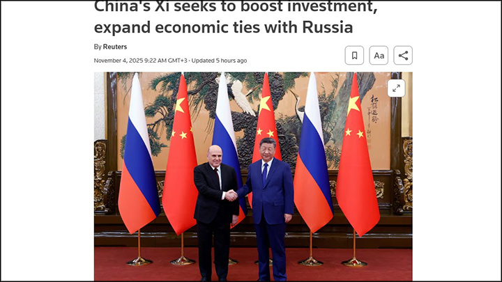    Западные СМИ нервно следят за продвижением российско-китайского сотрудничества. Скриншот: Reuters