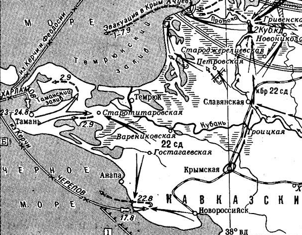 Схема Таманской десантной операции. Изображение из открытых источников
