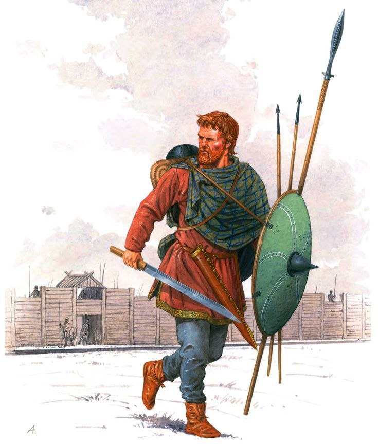 Древнегерманские воины I-II вв. н.э. (Фото взято из открытых источников).