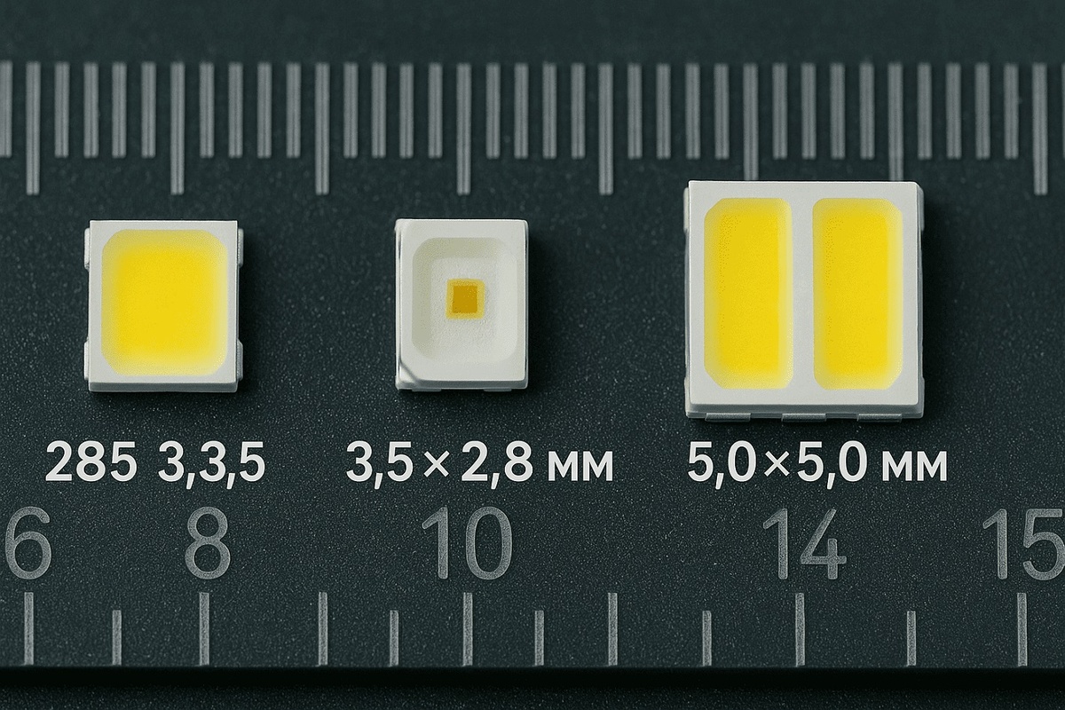 три типа диодов (2835, 3528, 5050)
