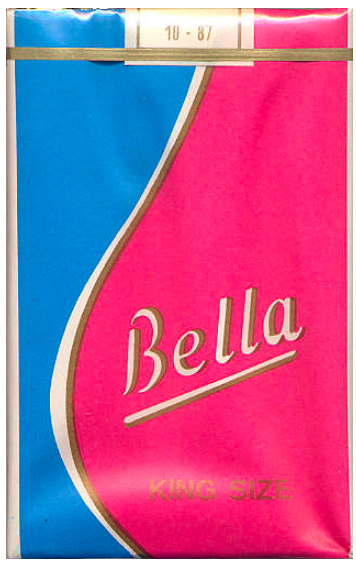 "Bella" King Size. Босния и Герцеговина, 1987 год. 20 штук с фильтром в мягкой упаковке. Производитель: Fabrika Duvana Sarajevo. Владелец торговой марки: Fabrika Duvana Sarajevo.