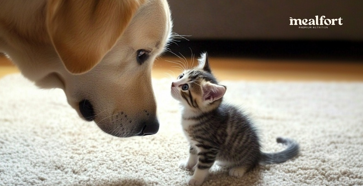 знакомство собаки и котёнка / фото mealfort