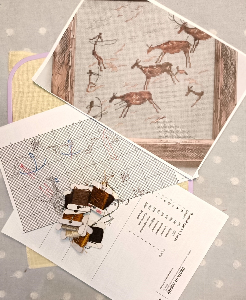 Превью схемы "Охота на оленей" и набор материалов к ней . Производитель Nitka. Здесь и далее фото сделаны автором блога