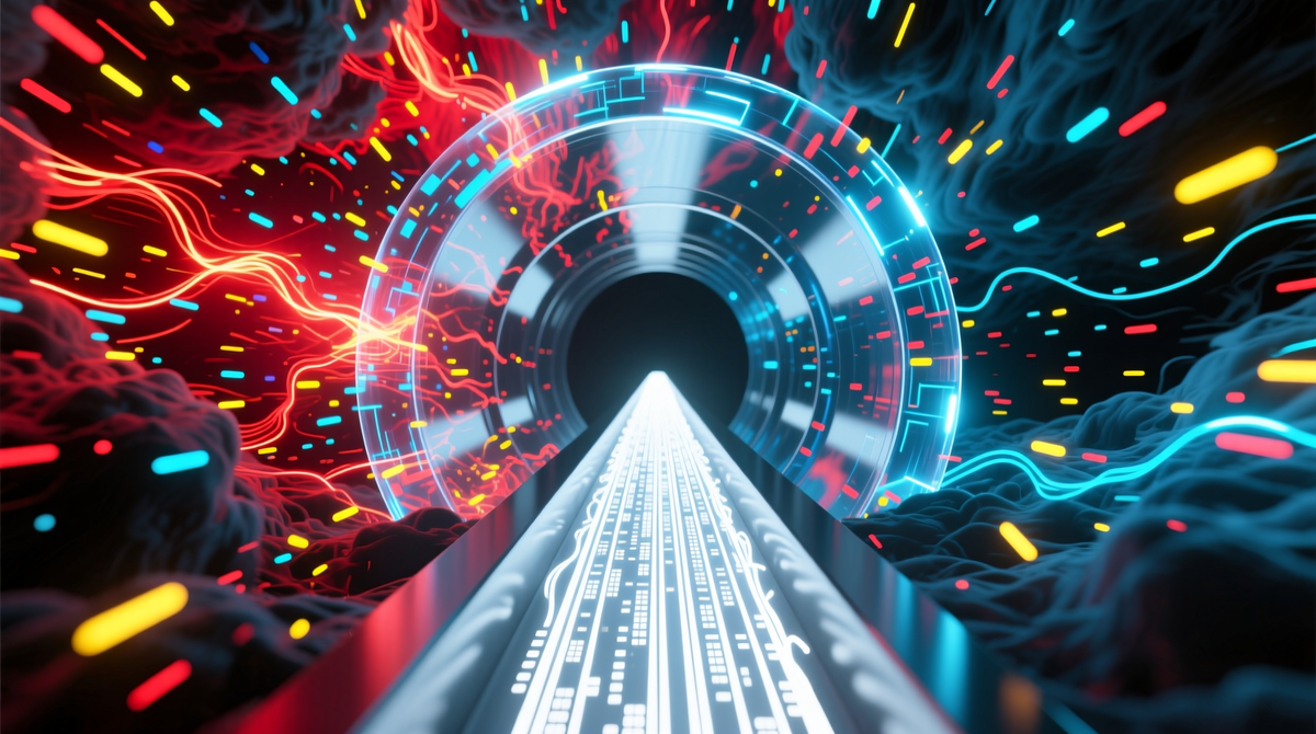 Визуализация демонстрирует принцип селективного внимания. Хаотический поток внешней информации фильтруется, позволяя выделить и обработать только релевантные данные. Эта способность к фильтрации является ключевой для многих видов специализированной интеллектуальной деятельности.