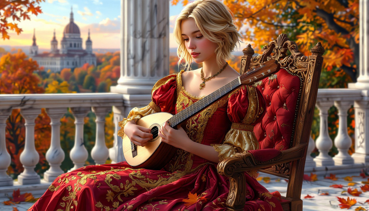 Лютня затихла. Принцесса задумалась. Изображение от ИИ Шедеврум