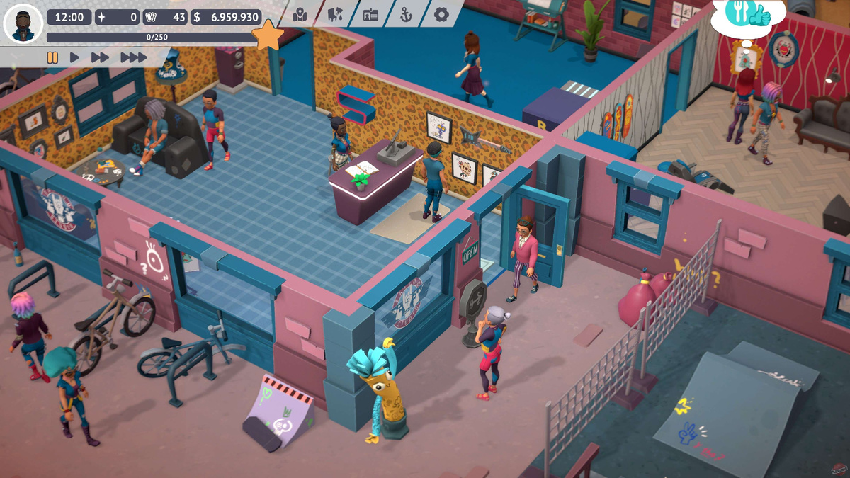 Вариант обстановки в тату-салоне. Дизайн своего заведения в Tattoo Tycoon будете продумывать сами 