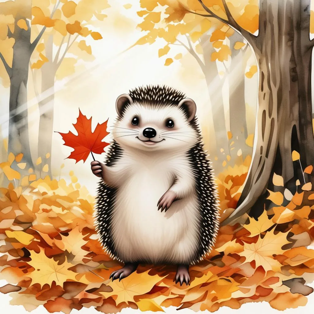 тоже творение ии: "милый ёжик с кленовым листом в лапе желает всем хорошего дня!"