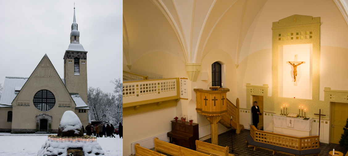 Красивая и лаконичная кирха изнутри и снаружи. Источник фото: официальный сайт Зеленогорска terijoki.spb.ru