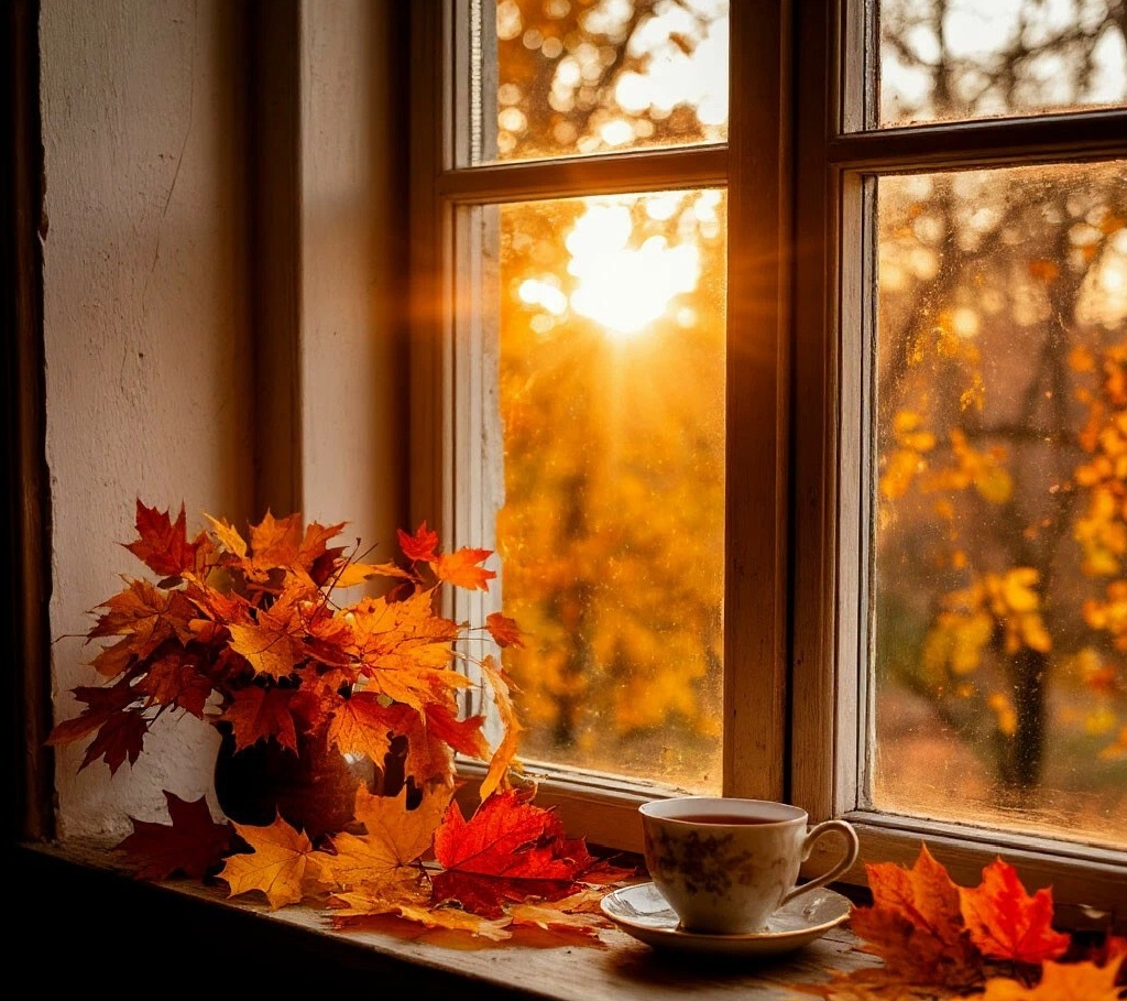 фото: золотая осень за окном