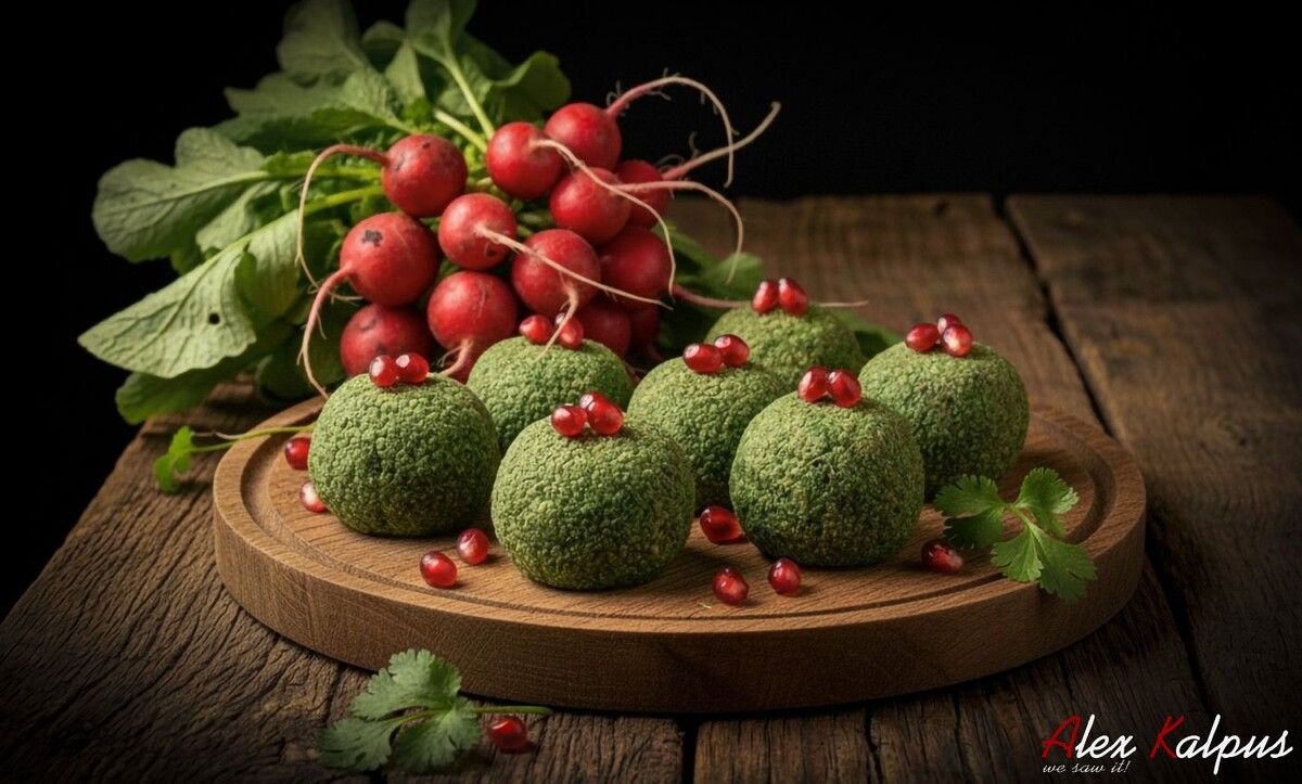 Ботва редиса с орехами: еще одно грузинское весеннее пхали в декабре