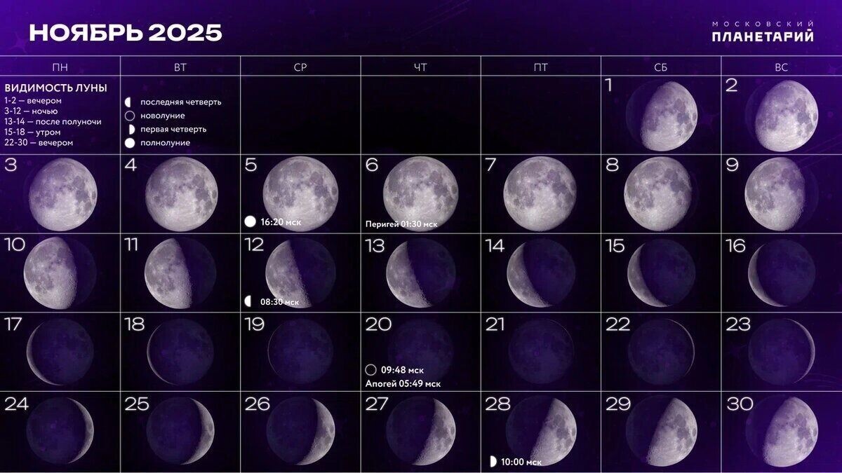 Когда Луна, Земля и Солнце оказываются почти на одной линии, мы видим полностью освещенный диск Луны — это и есть полнолуние. Фото: Московский планетарий