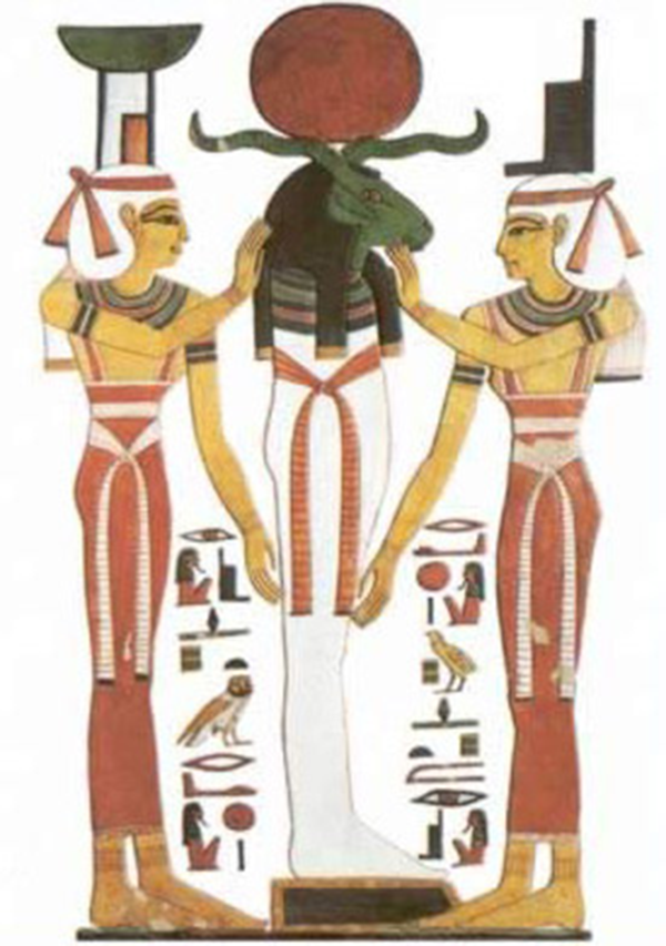 Нефтида и Исида поддерживают Осириса-Ра, когда джет-Осирис и нехех-Ра объединяются, чтобы Всё могло продолжаться