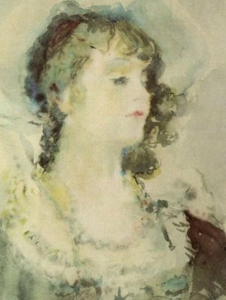    Артур Фонвизин. Портрет Марии Бабановой в роли Дианы. Акварель. / Фото: Из книги М. И. Туровской "Бабанова: Легенда и биография"