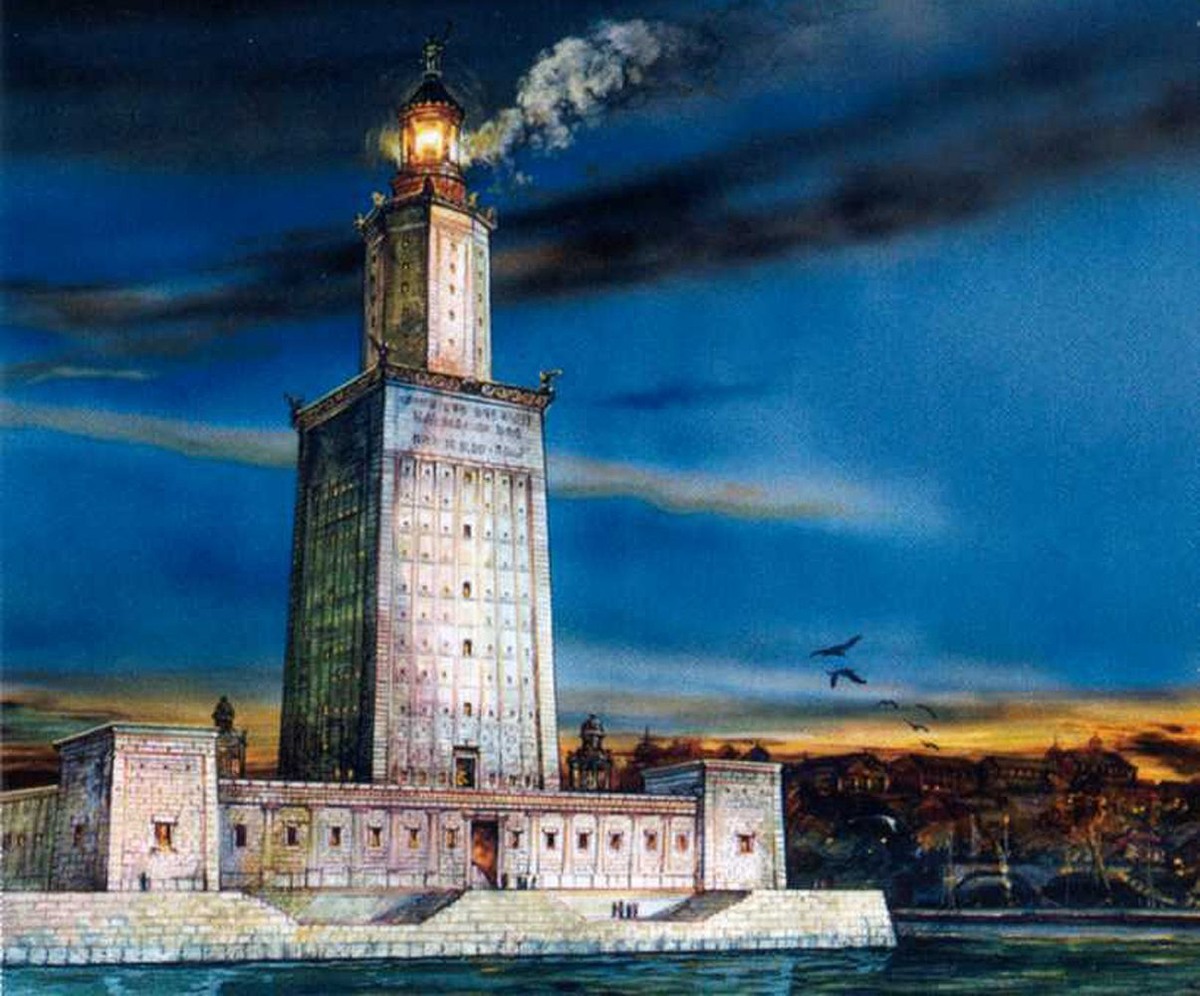 Реконструкция системы зеркал и огня. Некоторые историки считают, что свет был таким ярким, что мог ослепить.