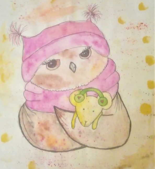 Нашла картинку, которую моя доченька рисовала ещё в начальной школе. Талантливо, правда? Мне очень нравится. Называется "Совушка мудрая". А мама вот оказалась нифига не мудрая. Прости меня, доченька! Ты моё солнышко, счастье и жизнь моя. Настоящая! Остальное - туман...