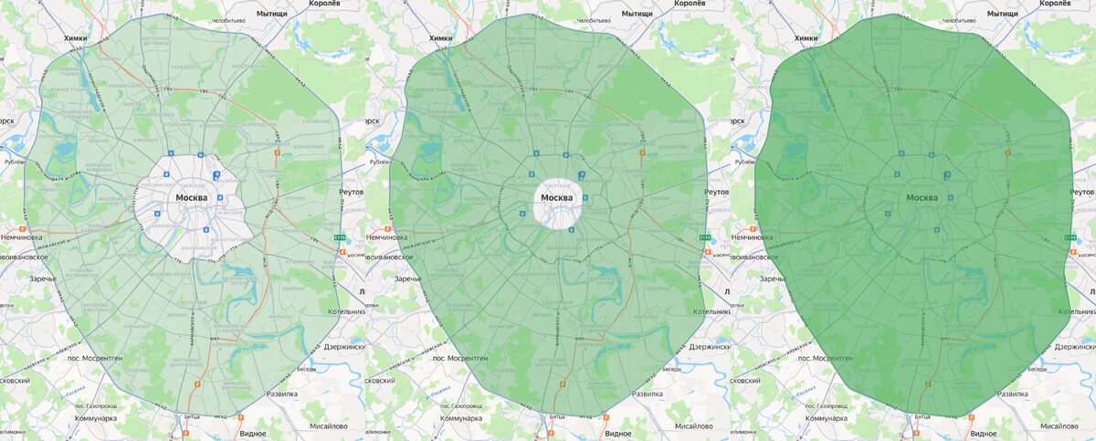 Зоны действия пропуска МКАД, ТТК и СК