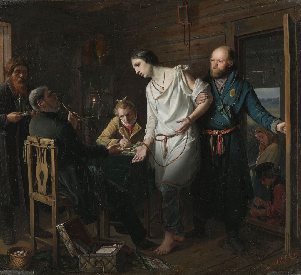 Василий Перов. Приезд станового на следствие, 1857