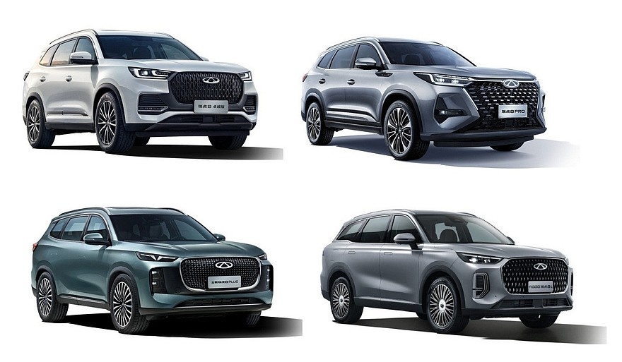    Прежние «восьмерки», которые сегодня можно купить в Китае. Сверху – Chery Tiggo 8 Excellence Edition и Tiggo 8 Pro, внизу – Tiggo 8 Plus и Tiggo 8L