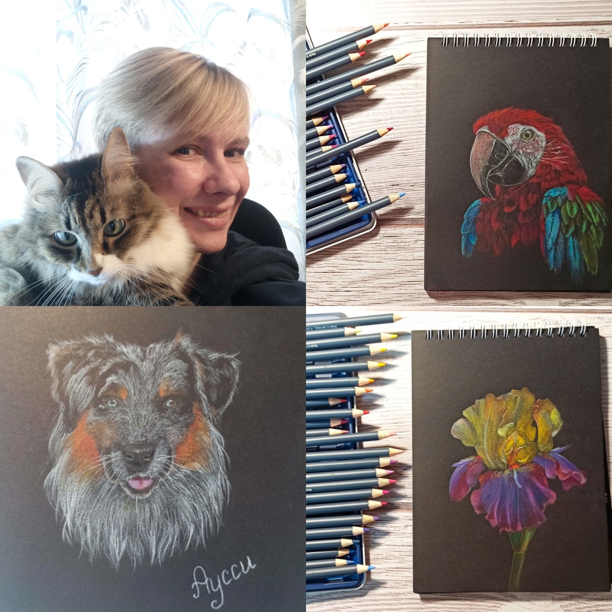 Долго думала над тем, что хочу показать ещё раз в честь дня рождения, по итогу выбрала любимые работы цветными карандашами 