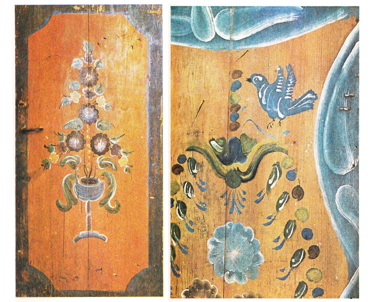 илл. 59, 40  из Каталога Уральской народной росписи крестьянских домов и предметов быта в собрании Нижесенячихинского музея-3аповедника